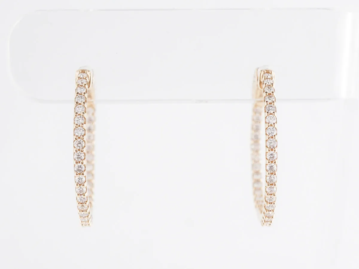 1 Carat Diamond Hoop Earrings in 14k Yellow Gold