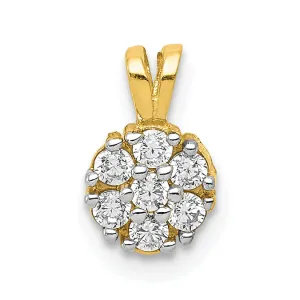 10K Gold CZ Flower Charm with Polished Finish  Elegant and Petite Design