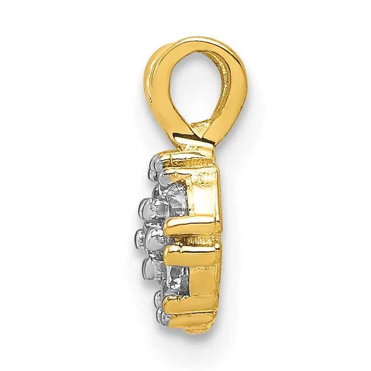 10K Gold CZ Flower Charm with Polished Finish  Elegant and Petite Design