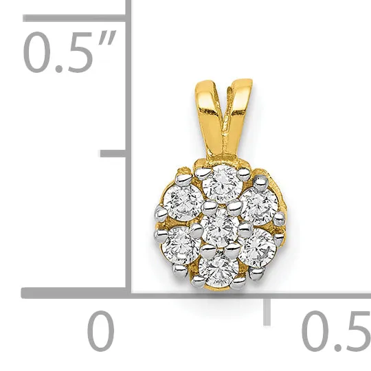 10K Gold CZ Flower Charm with Polished Finish  Elegant and Petite Design