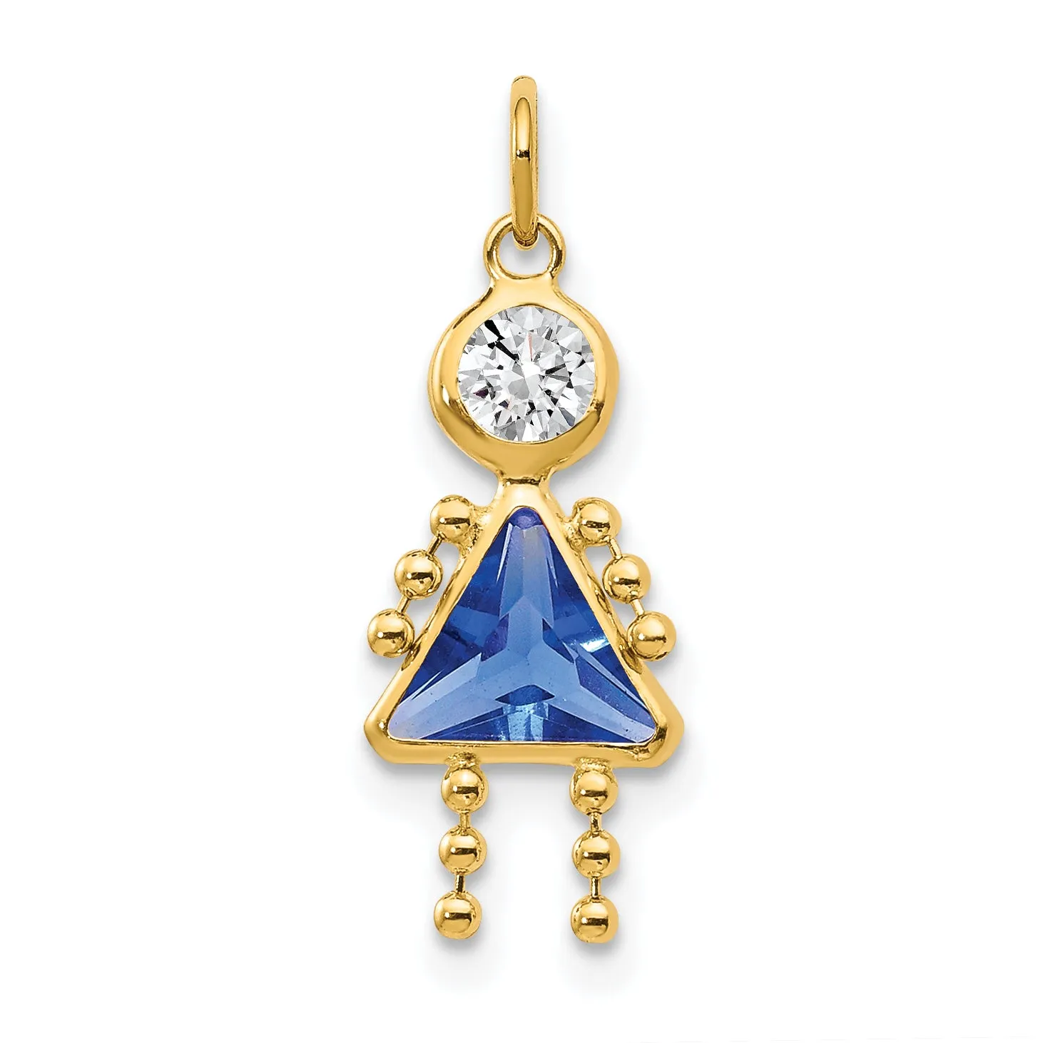 10K Yellow Gold September Birthstone Girl Charm  Polished Finish Elegance
