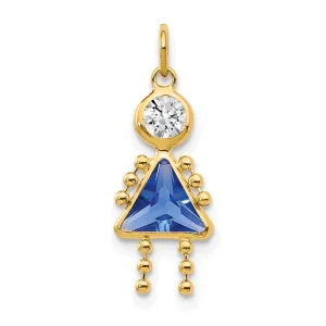 10K Yellow Gold September Birthstone Girl Charm  Polished Finish Elegance
