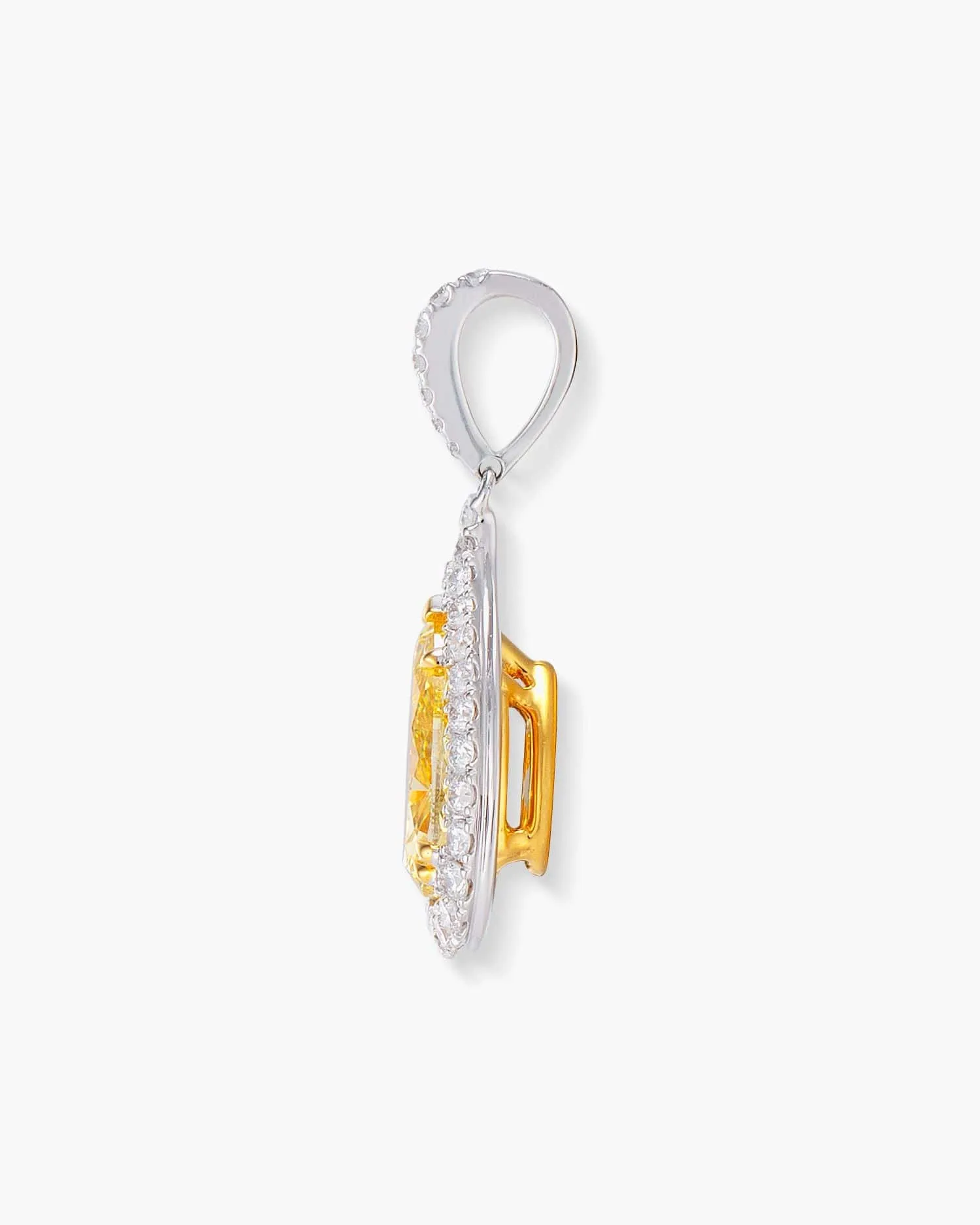 1.24 carat Pear Shape Yellow and White Diamond Pendant Necklace