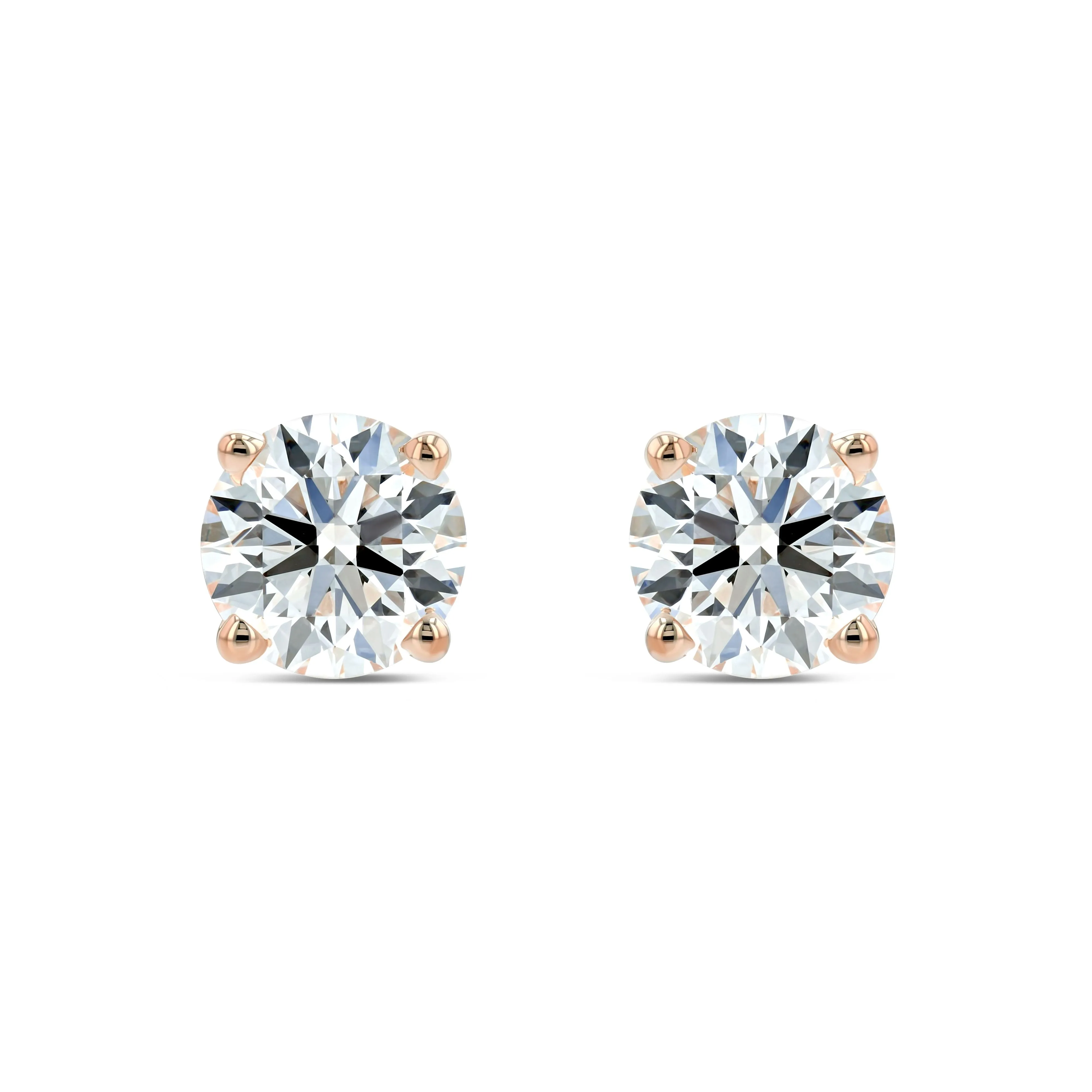 14k Rose Gold 4-prong Round Brilliant Diamond Stud Earrings (1 Ct. T.w., Si1-si2 Clarity, H-i Color)