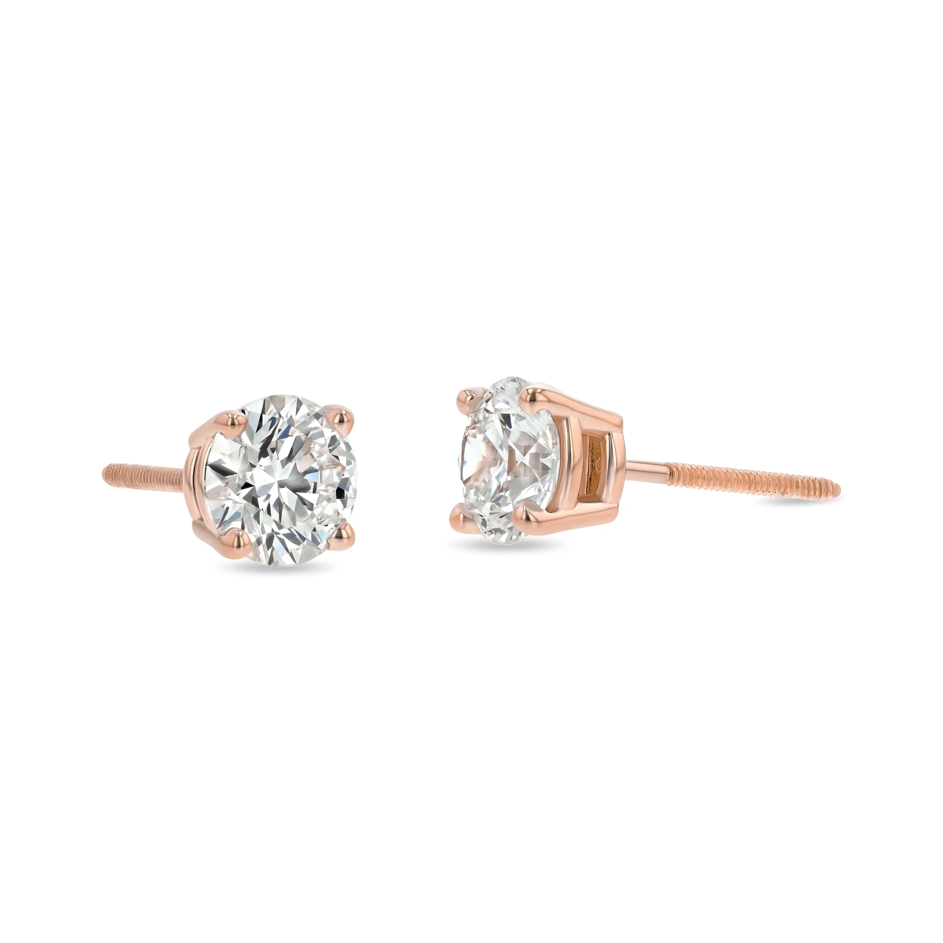 14k Rose Gold 4-prong Round Brilliant Diamond Stud Earrings (1 Ct. T.w., Si1-si2 Clarity, H-i Color)
