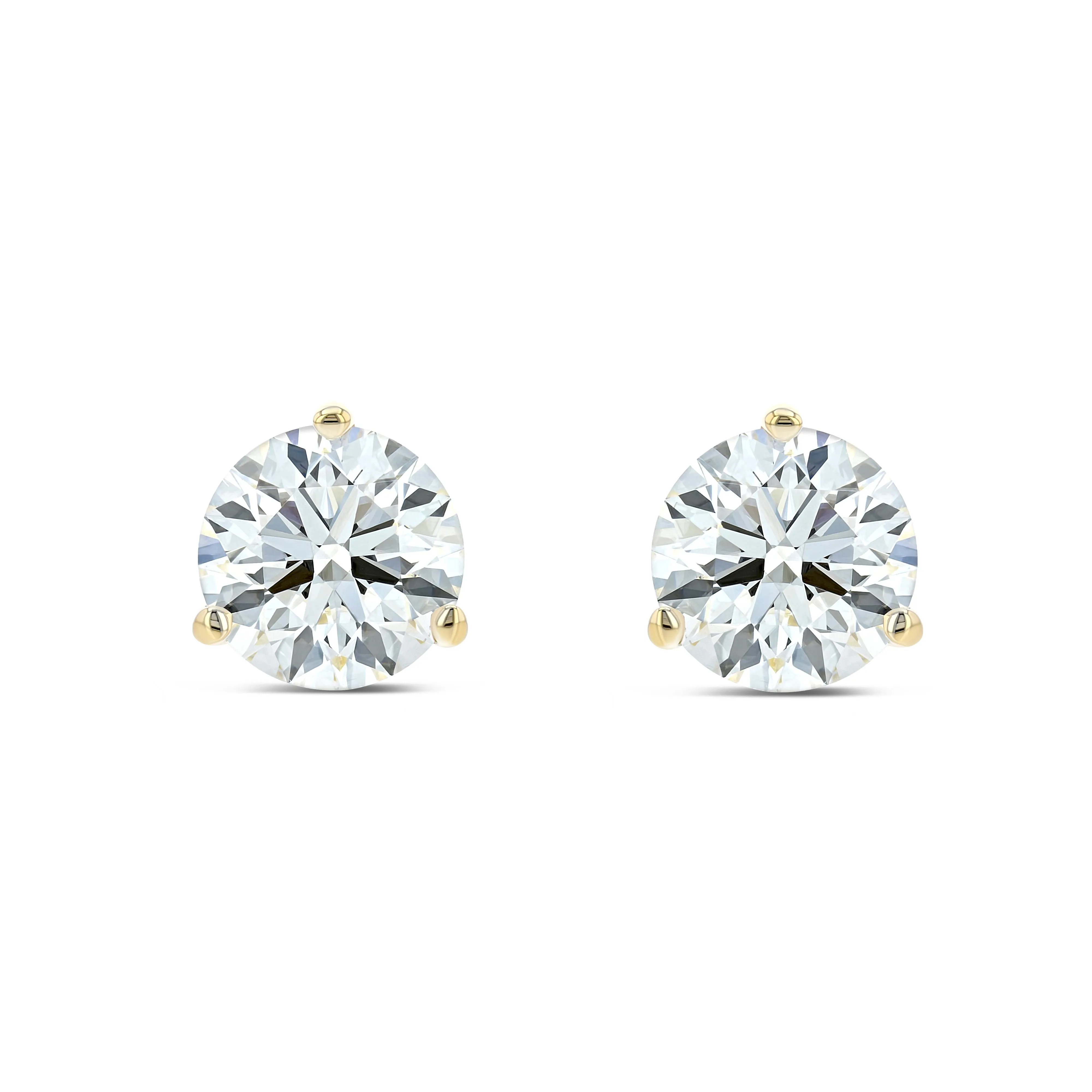 14k Yellow Gold 3-prong Round Brilliant Diamond Stud Earrings (1 Ct. T.w., Si1-si2 Clarity, H-i Color)