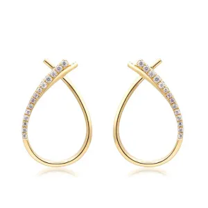 14k Yellow Gold Open Teardrop Earrings with Diamonds