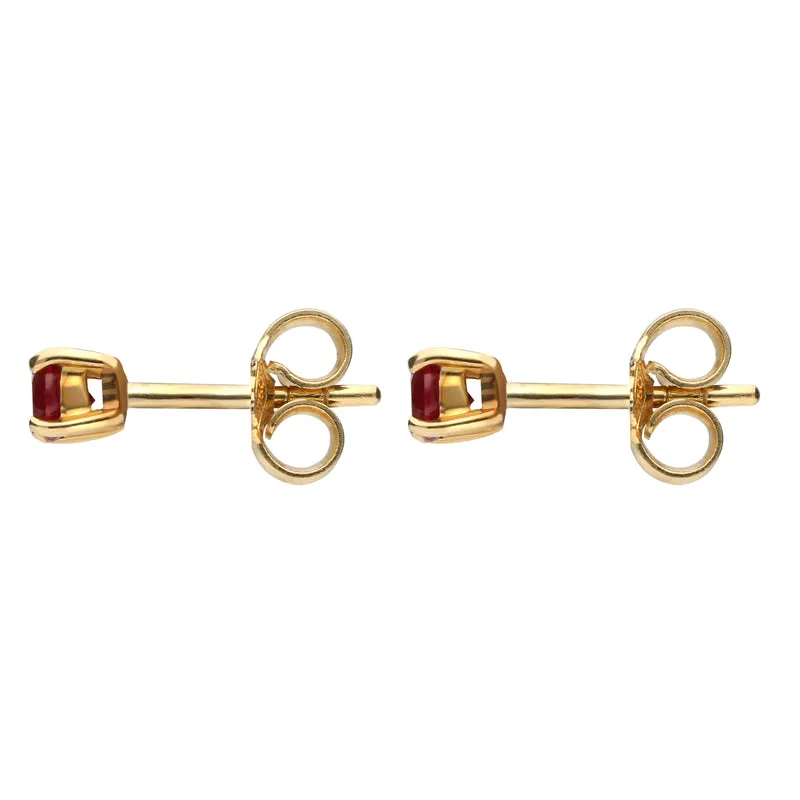 18ct Yellow Gold Ruby Brilliant Cut Stud Earrings