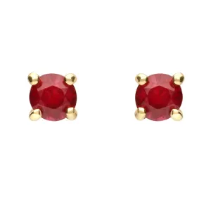 18ct Yellow Gold Ruby Brilliant Cut Stud Earrings