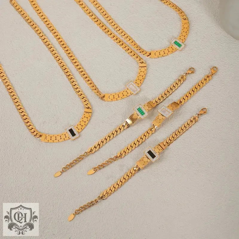 18K Gold Gemstone Bracelet Or Necklace