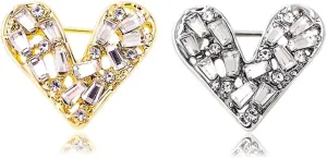 2 PCS Heart Brooches Pins with Gift Box