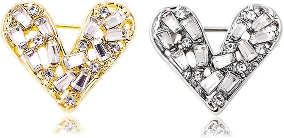 2 PCS Heart Brooches Pins with Gift Box