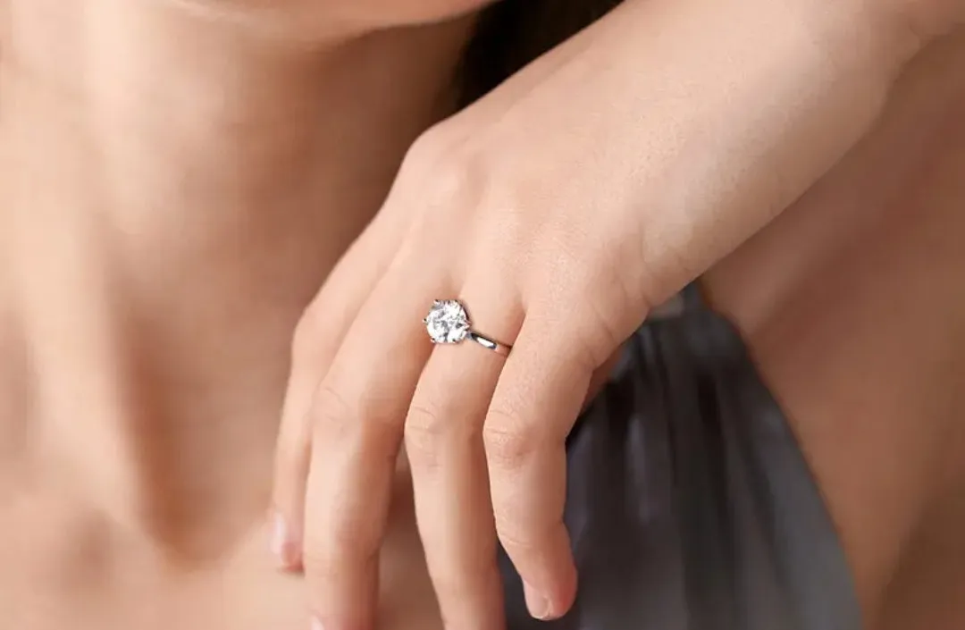 925 Silver Moissanite Diamond Ring
