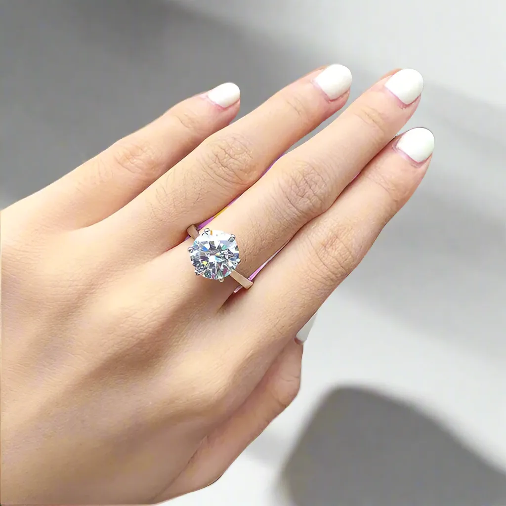 925 Silver Moissanite Diamond Ring