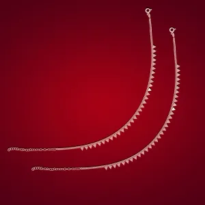 925 Sterling Silver Light Chain Triangle Charms Anklets For Women
