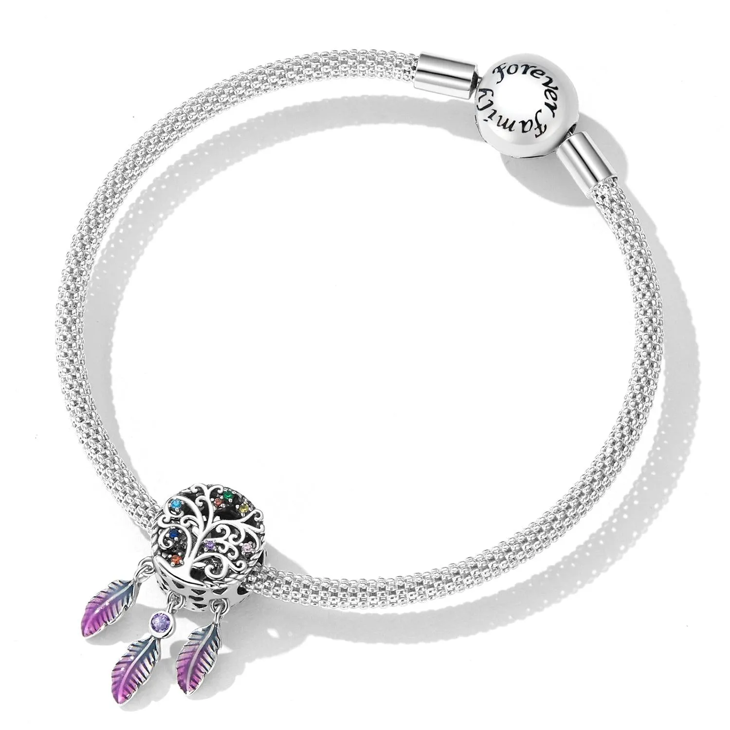 925 Sterling Silver Tree Of Life Dream Catcher Bracelet / Necklace Set