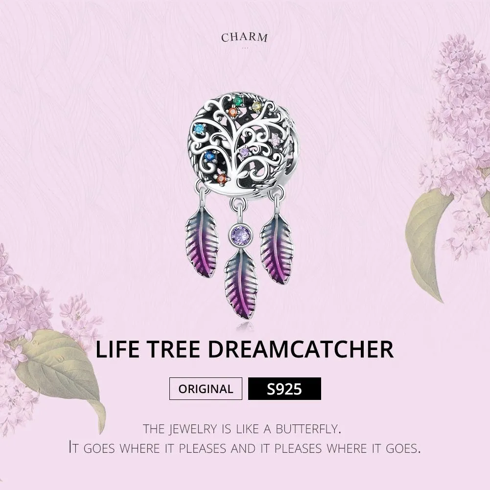925 Sterling Silver Tree Of Life Dream Catcher Bracelet / Necklace Set