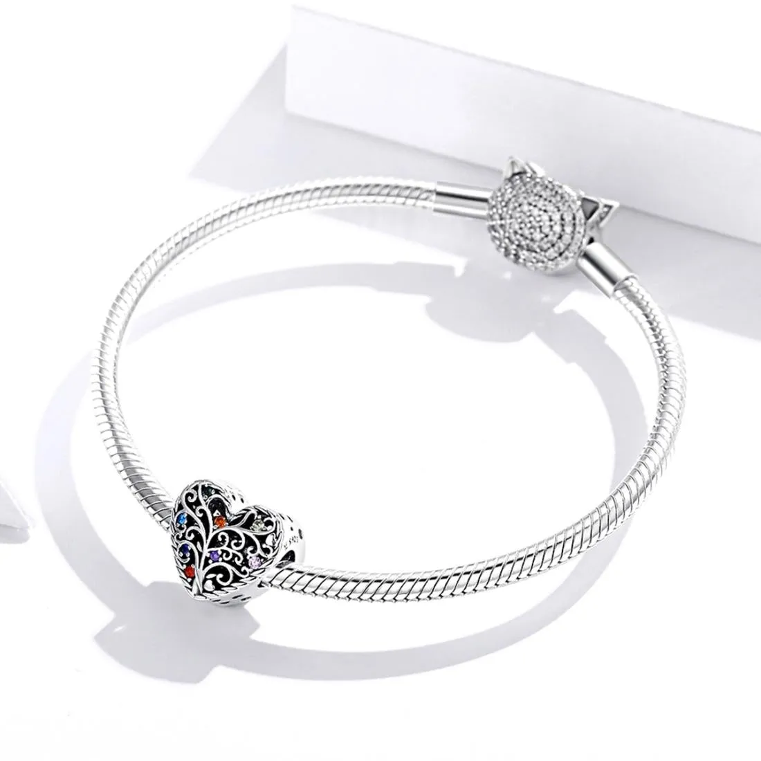 925 Sterling Silver Tree Of Life Zircon Bead Bracelet / Necklace Set