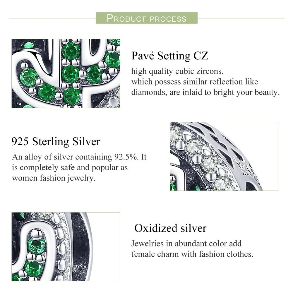 925 Sterling Silver Vigor Cactus Bead Pendant