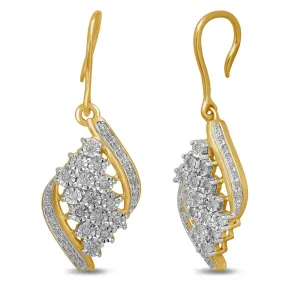 9ct Yellow Gold Drop Earrings with 0.20ct of Diamonds