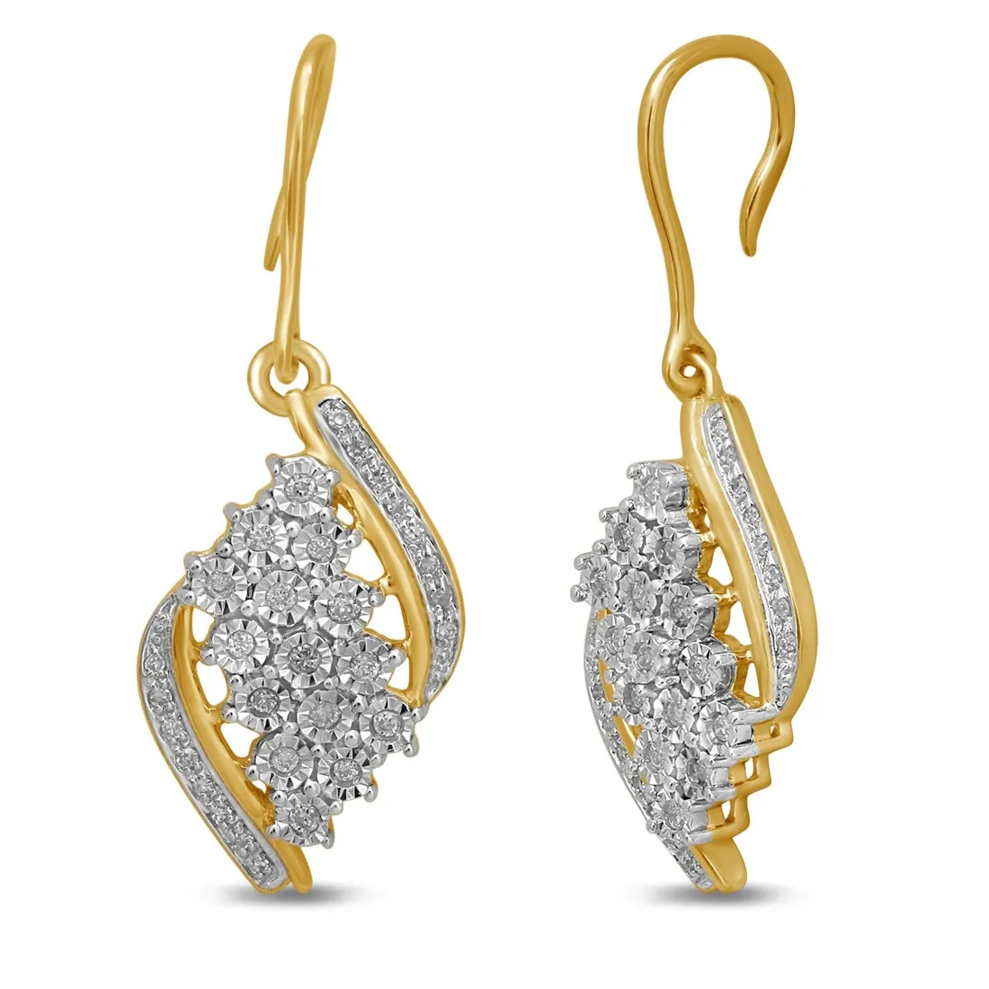 9ct Yellow Gold Drop Earrings with 0.20ct of Diamonds