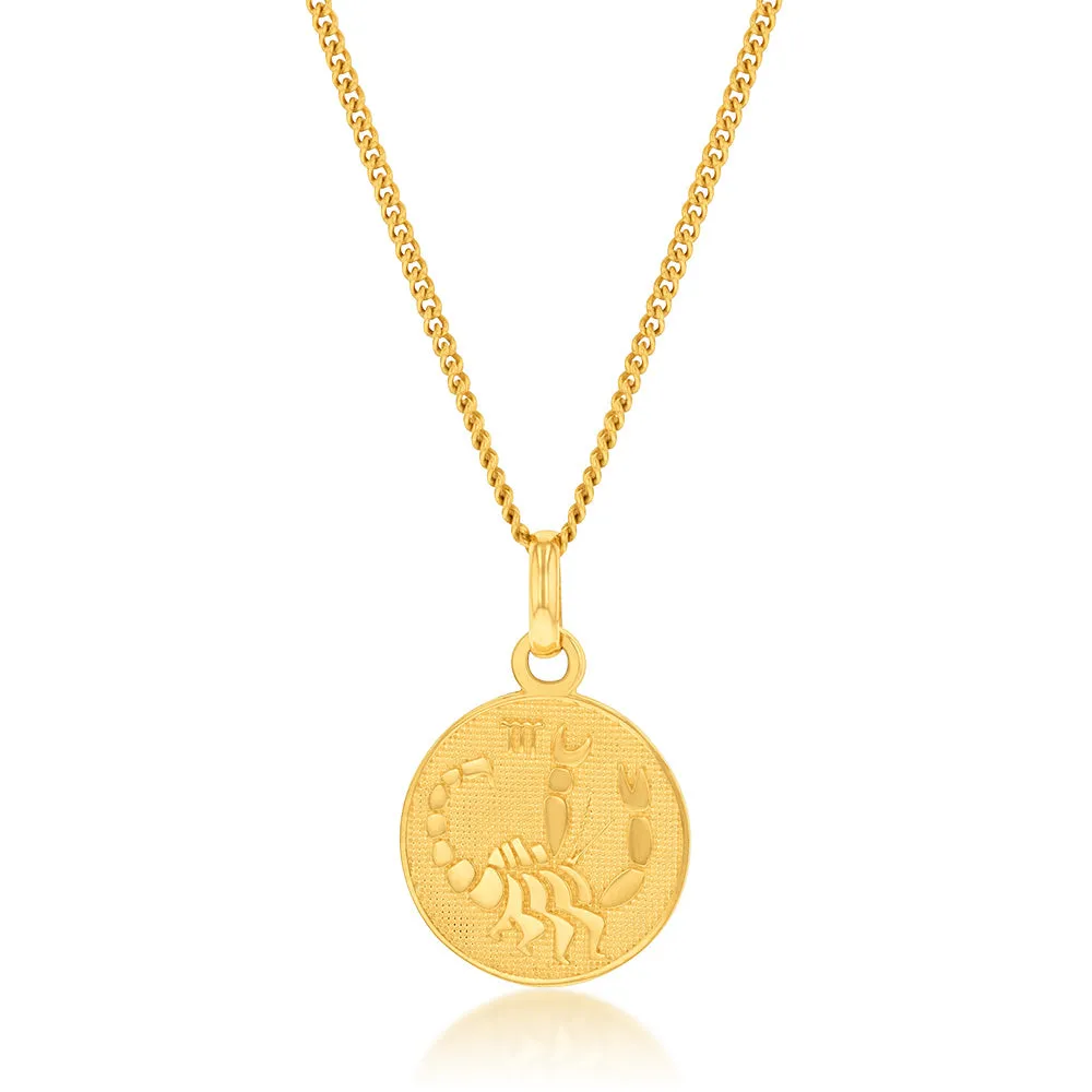 9ct Yellow Gold Zodiac Scorpio Pendant