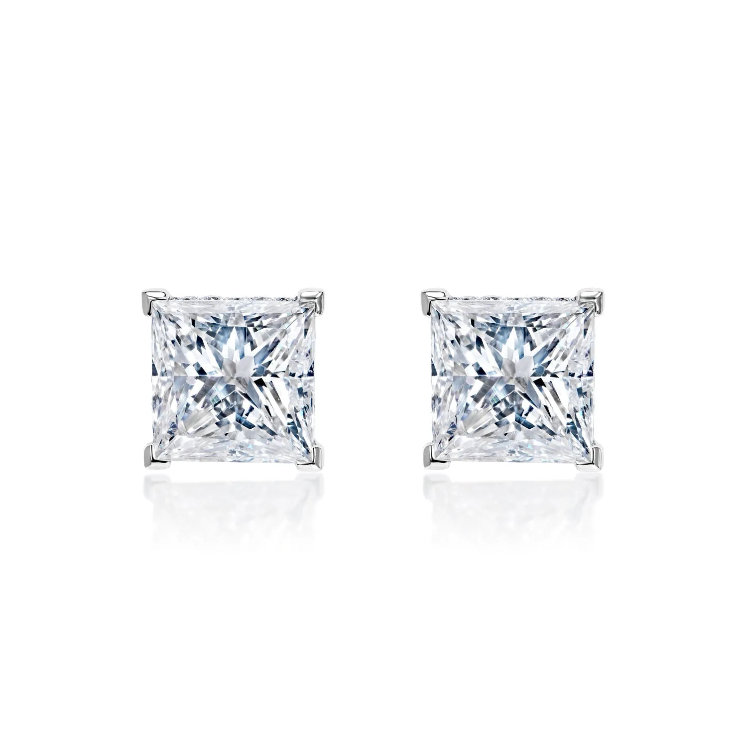 Addilyn 14 Carats G - F VS2 Princess Cut Diamond Stud Earrings in Platinum