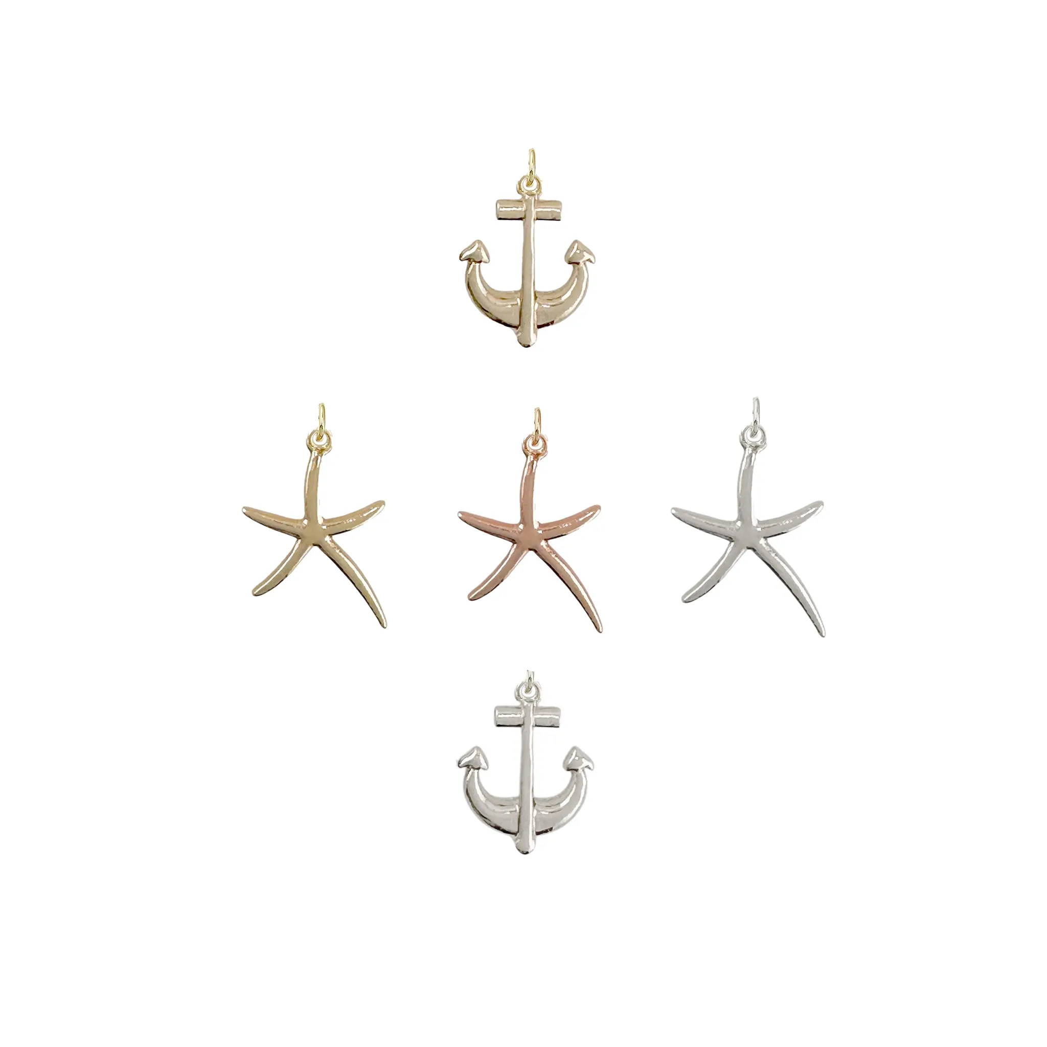 Amara Nautical Anchor & Starfish Charm Collection – Mixed Metals
