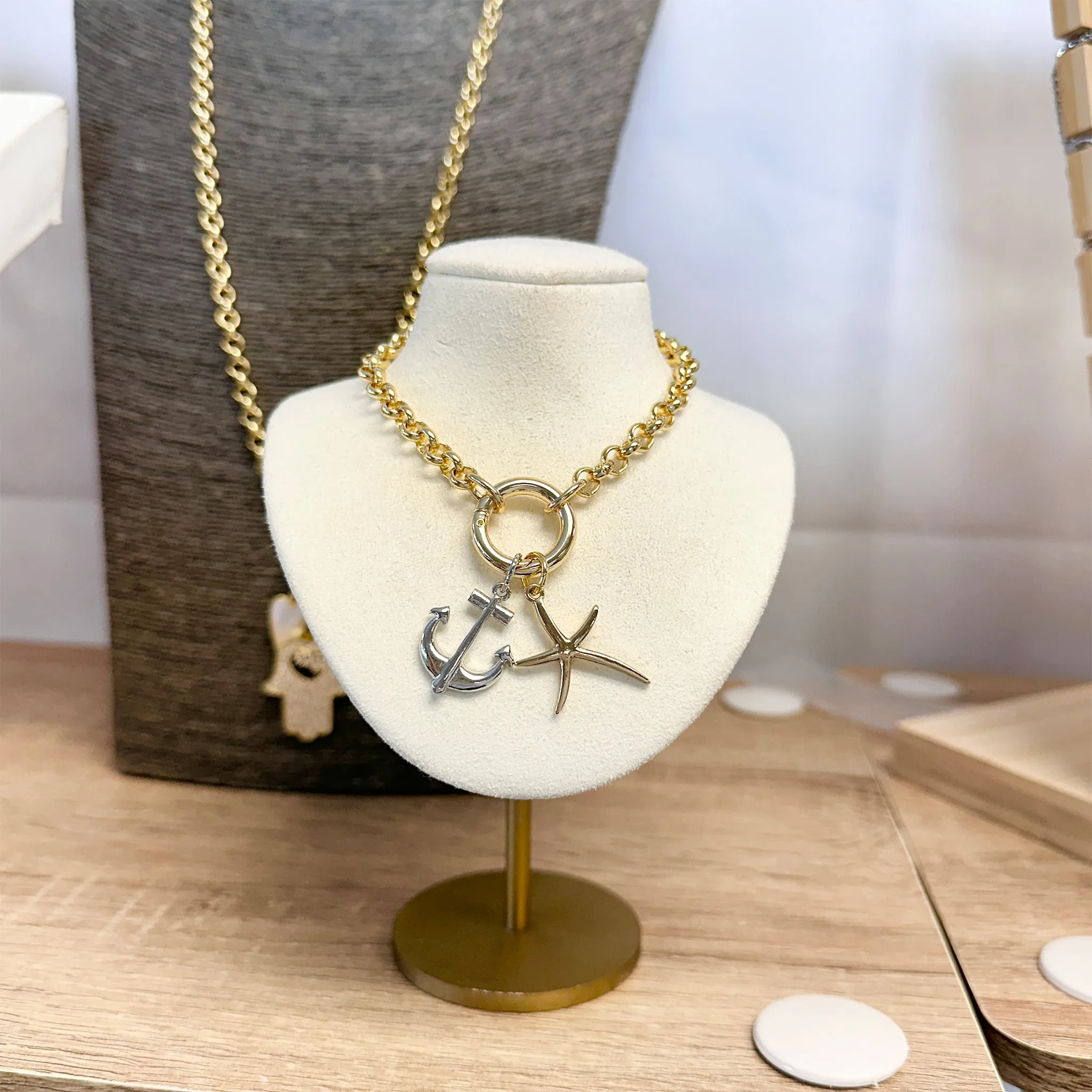 Amara Nautical Anchor & Starfish Charm Collection – Mixed Metals