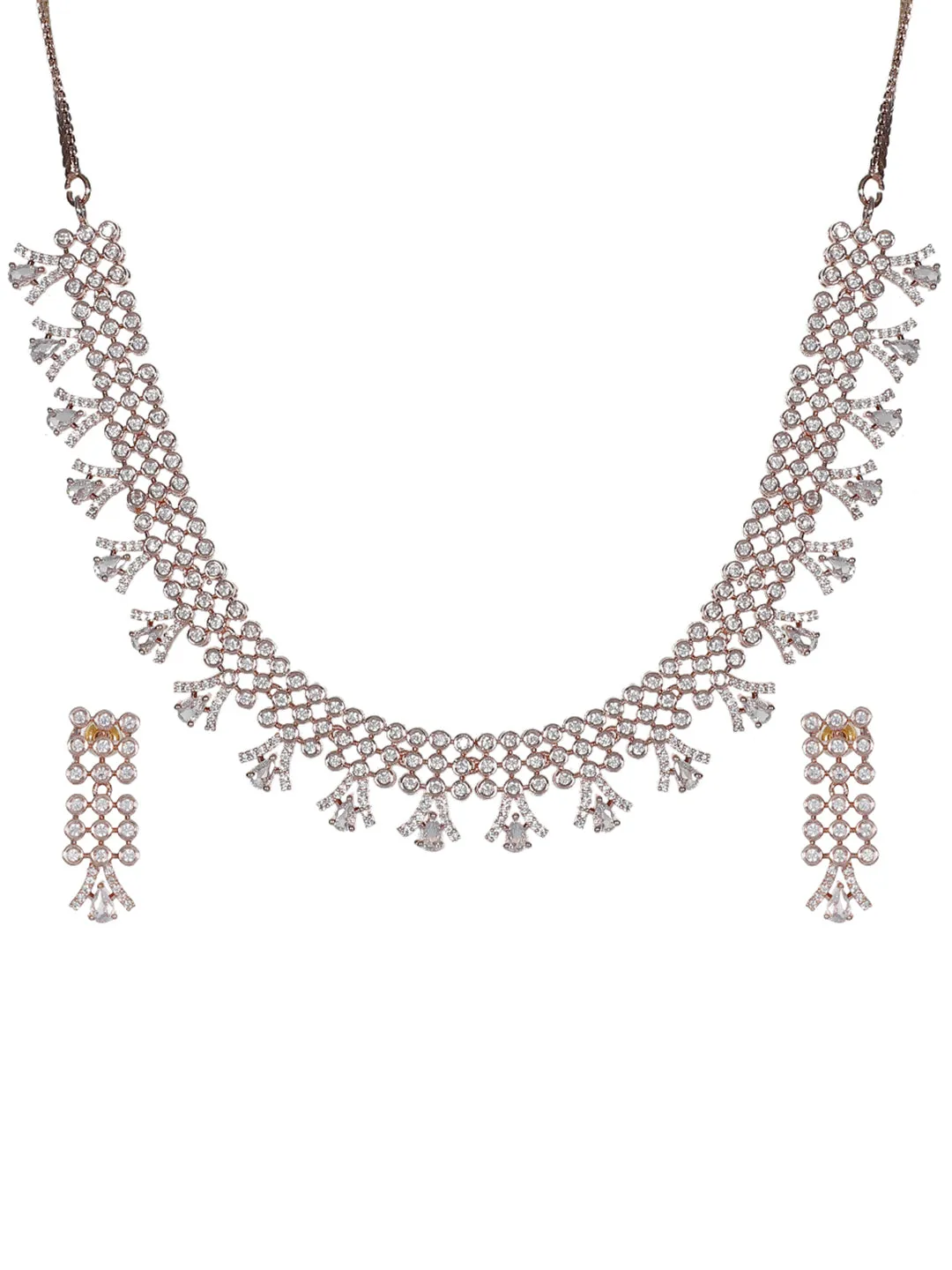 American Diamond Golden Intricate Choker Necklace Set