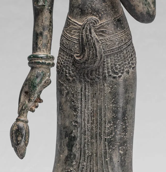 Antique Khmer Style Bronze Banteay Srei Style Standing Devatas - 53cm/21"