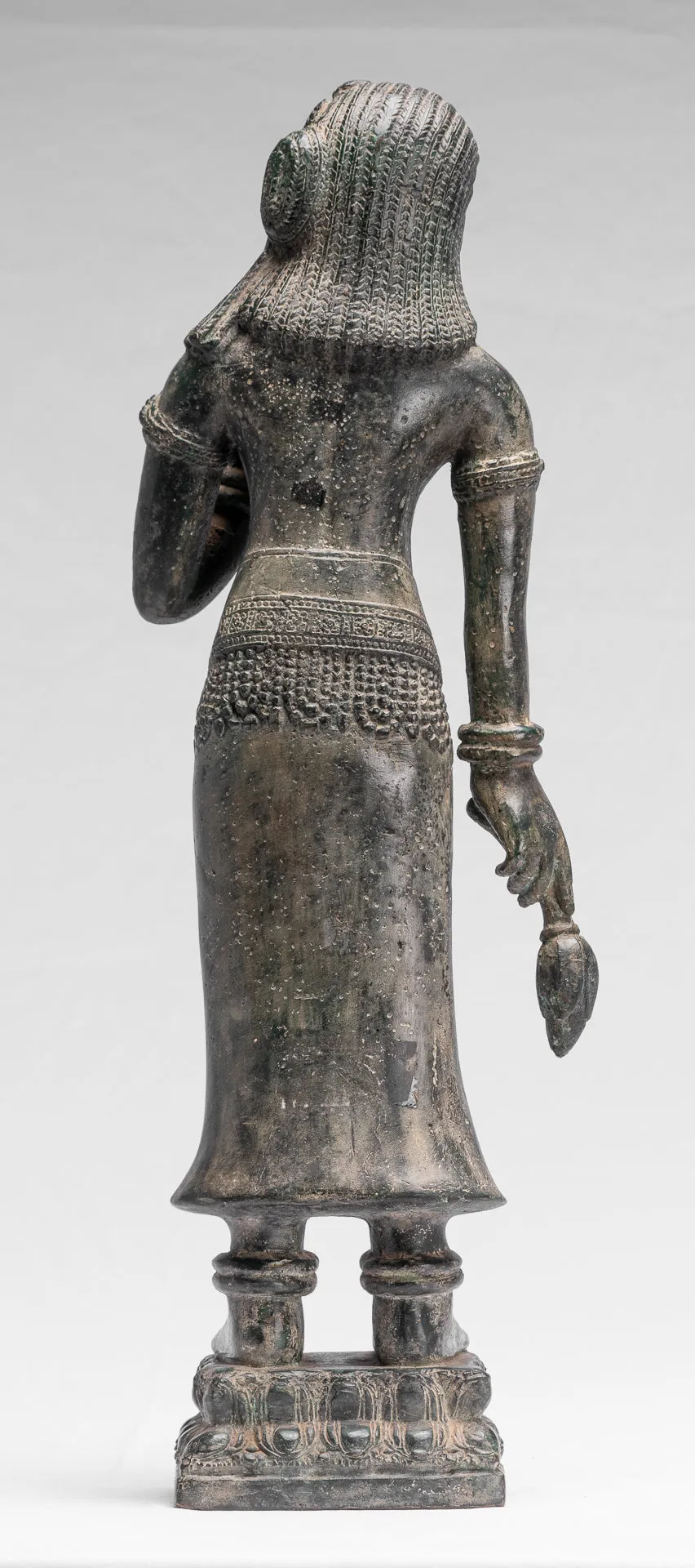Antique Khmer Style Bronze Banteay Srei Style Standing Devatas - 53cm/21"