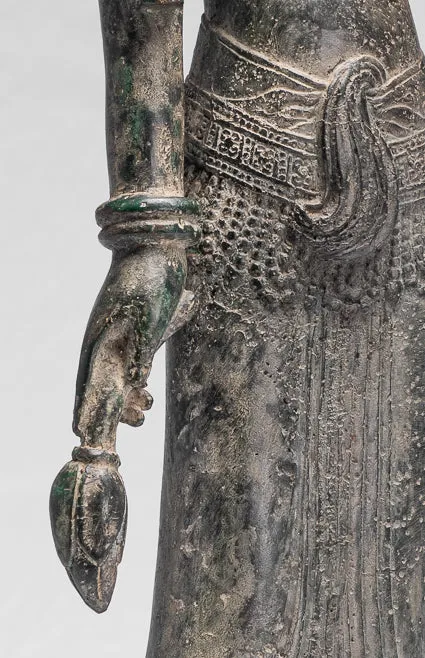 Antique Khmer Style Bronze Banteay Srei Style Standing Devatas - 53cm/21"