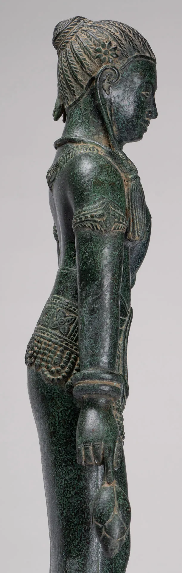 Antique Khmer Style Bronze Banteay Srei Style Standing Devatas - 69cm/28"