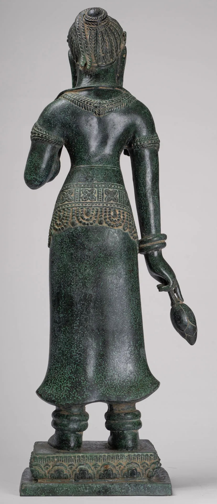 Antique Khmer Style Bronze Banteay Srei Style Standing Devatas - 69cm/28"