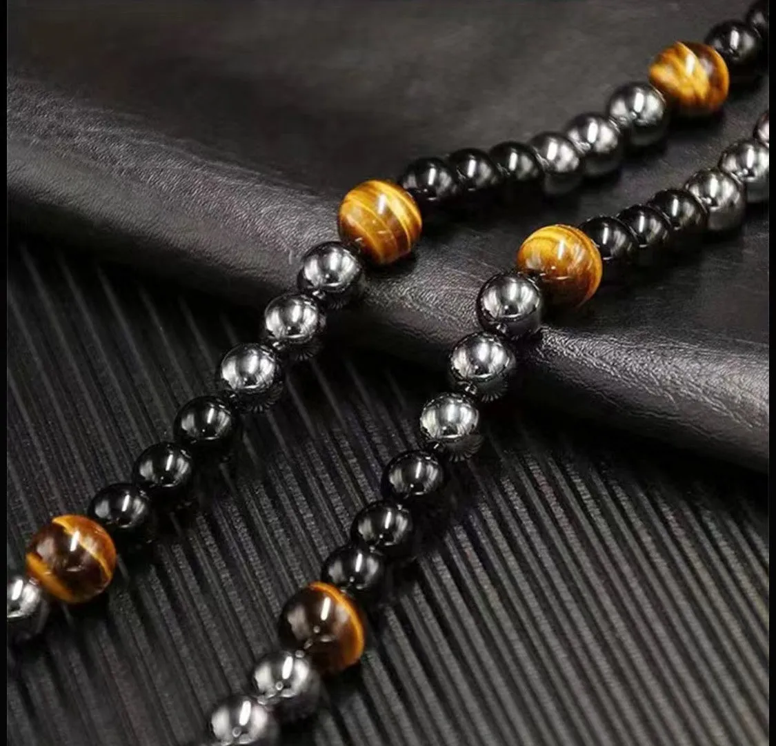 Apollo - Tigereye Hematite Obsidian Triple Protection Necklace To Restore Ancient Ways