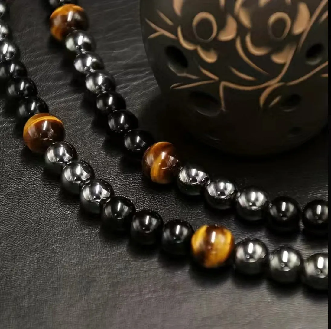 Apollo - Tigereye Hematite Obsidian Triple Protection Necklace To Restore Ancient Ways