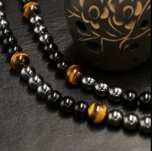 Apollo - Tigereye Hematite Obsidian Triple Protection Necklace To Restore Ancient Ways