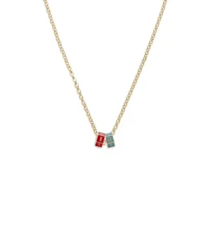 Aqua & Red I Love U : Fine Belcher Necklace