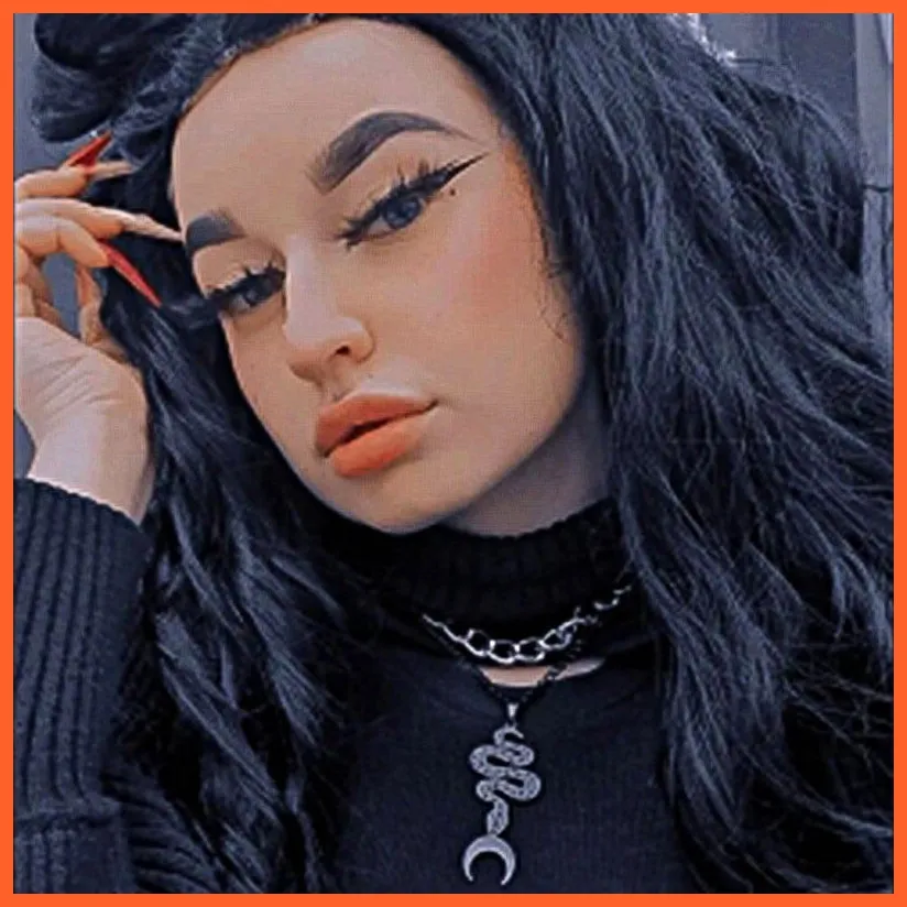 Black Stainless Steel Moon Snake Choker Necklaces