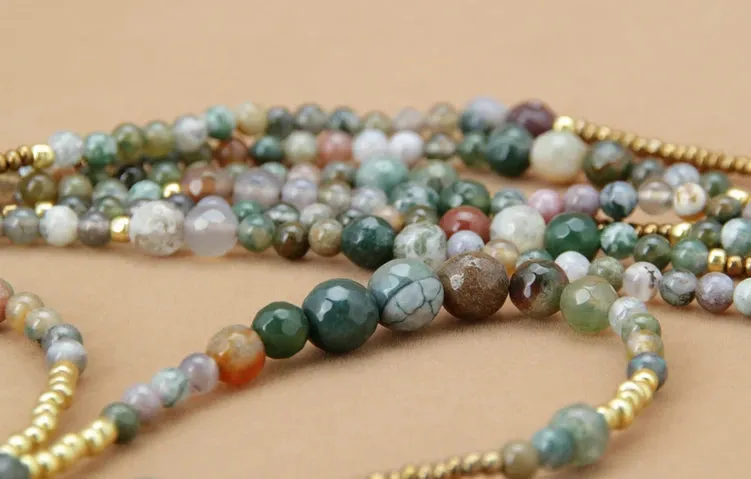 Boho Necklace - India Onyx Seed Beads Teardop Pendan Necklaces