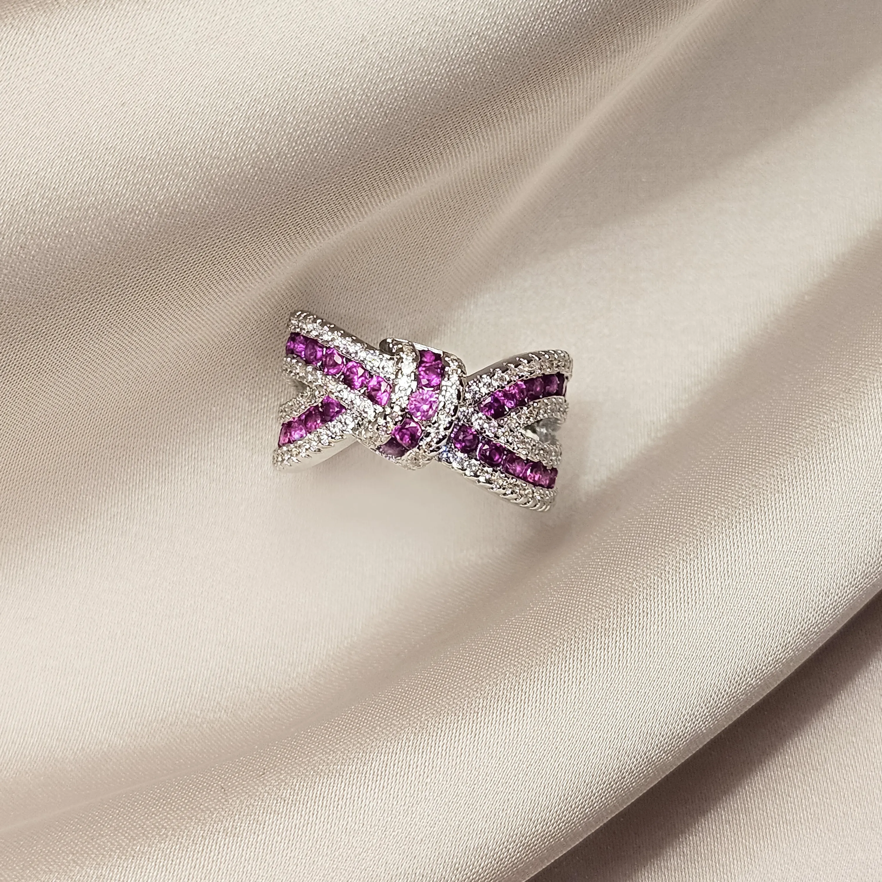 Bowknot Ring With Rhinestone