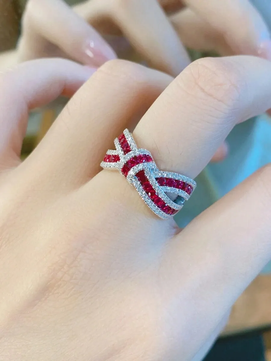 Bowknot Ring With Rhinestone