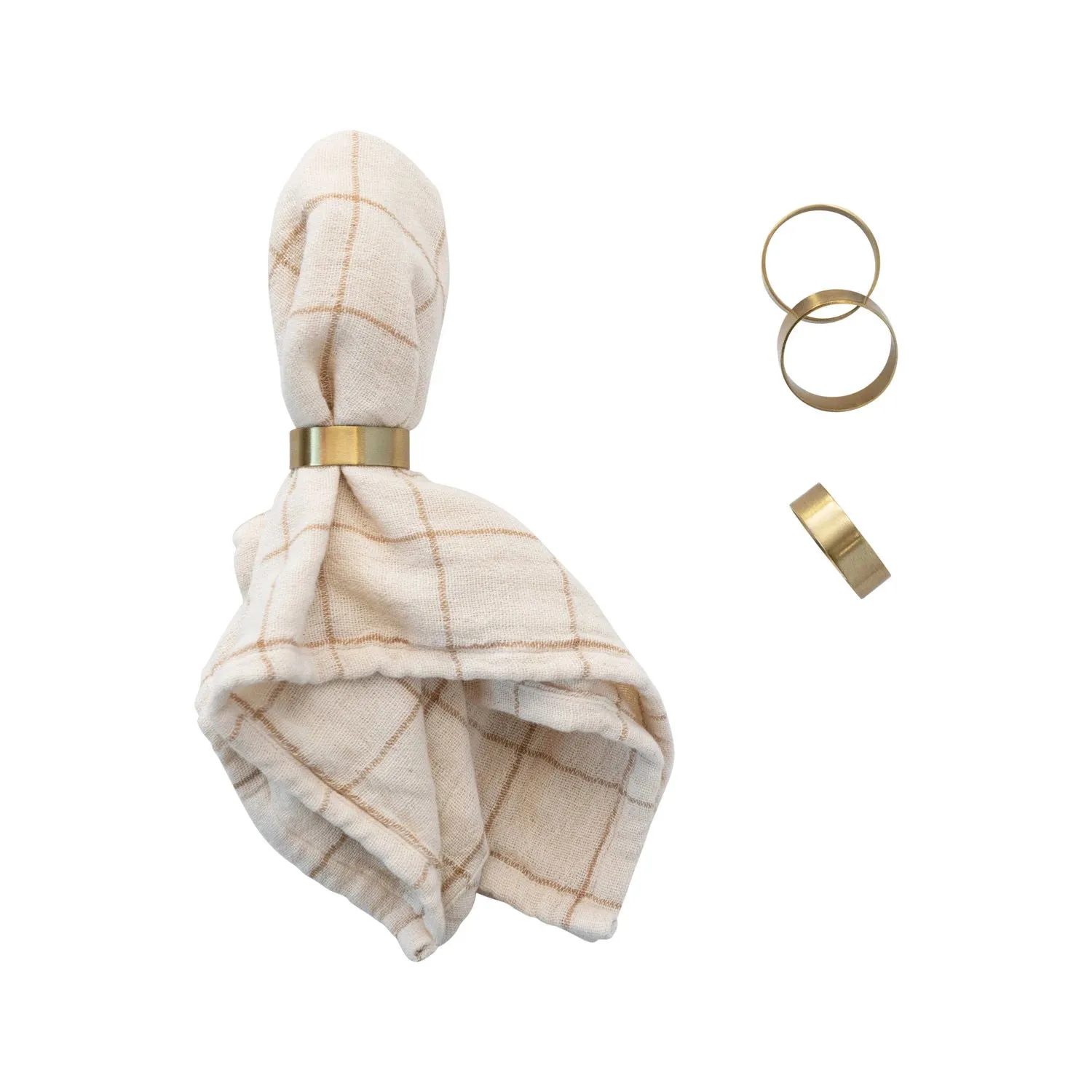 Brass Napkin Rings In Box Set of Four