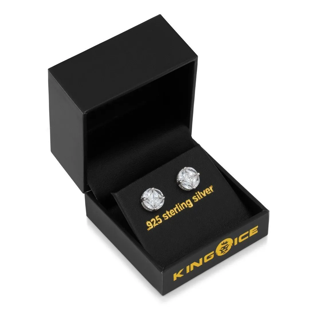 Brilliant-Cut Button Stud Earrings