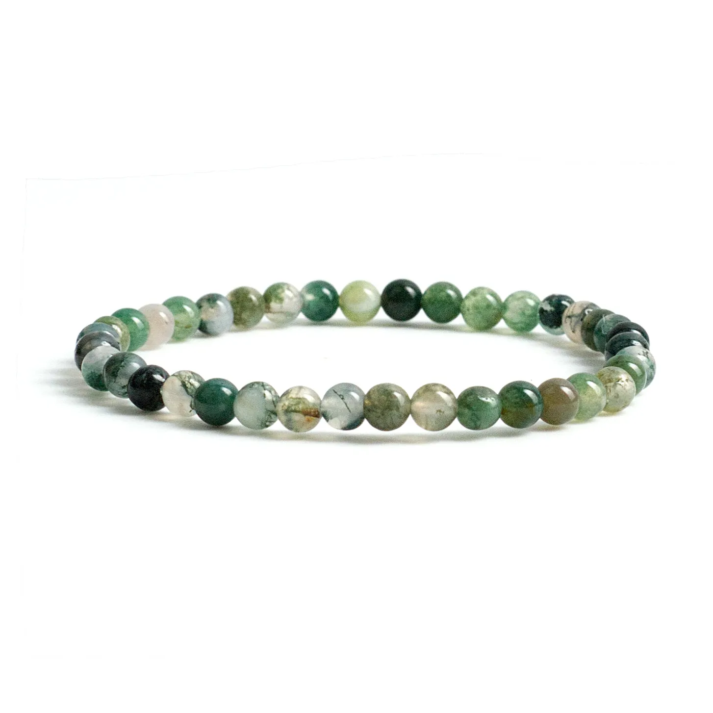 Cherry Tree Collection | Stretch Bracelet | 4mm Beads (Moss Agate)