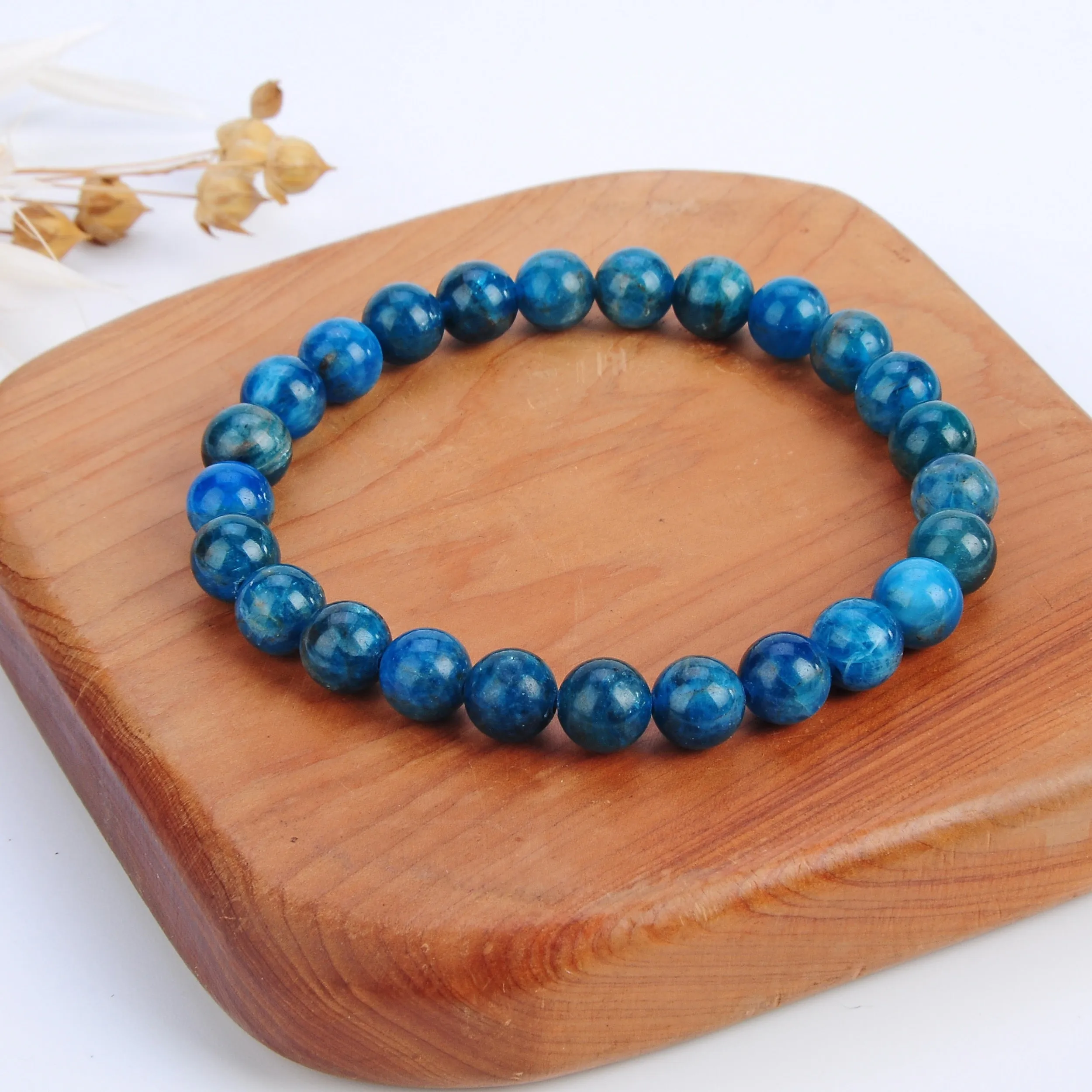 Cherry Tree Collection | Stretch Bracelet | 8mm Beads (Apatite)