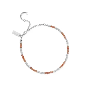 ChloBo Sterling Silver Calming Sun Peach Moonstone Anklet