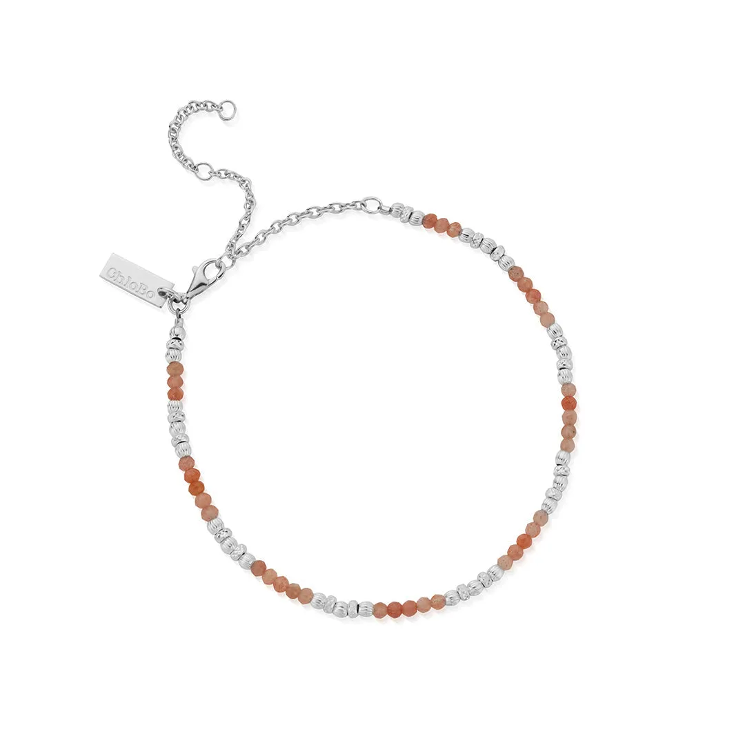 ChloBo Sterling Silver Calming Sun Peach Moonstone Anklet