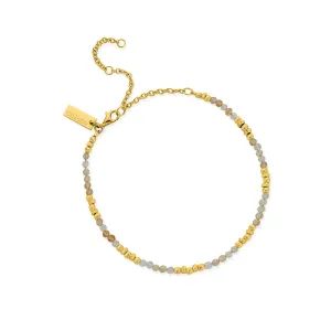 ChloBo Sterling Silver Gold Plated Graceful Sun Citrine Anklet